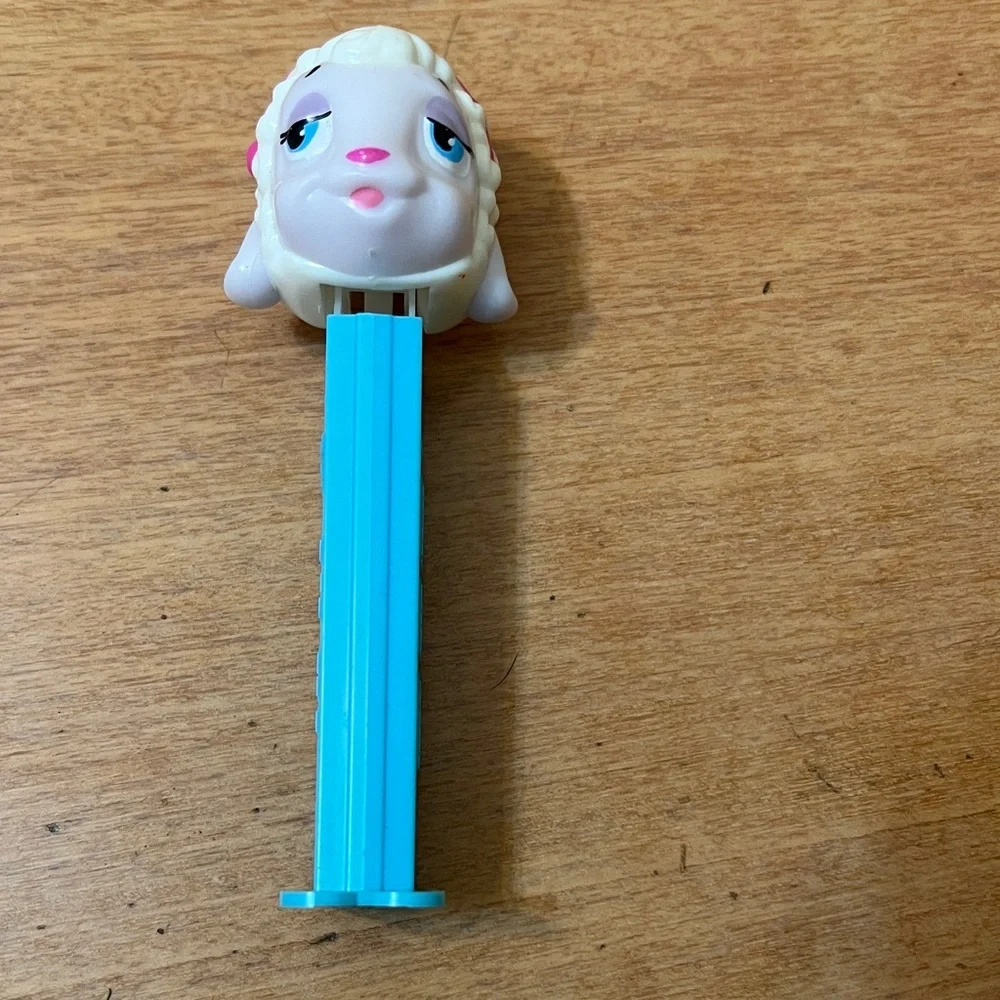 PEZ Blue Lamb Head Candy Dispenser - Pink & White Top